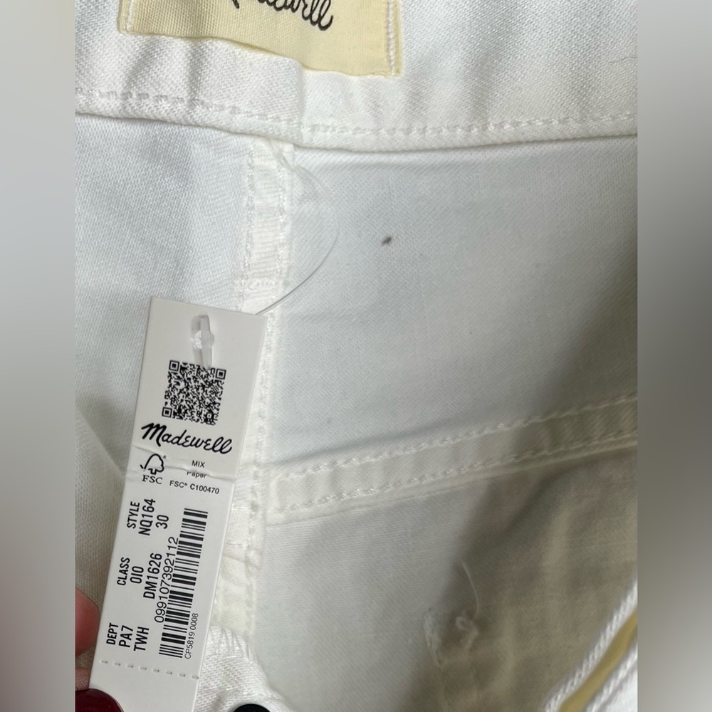 MADEWELL LowSlung Straight Pants  White High Rise Size 30 Office Academia Preppy - Picture 9 of 12